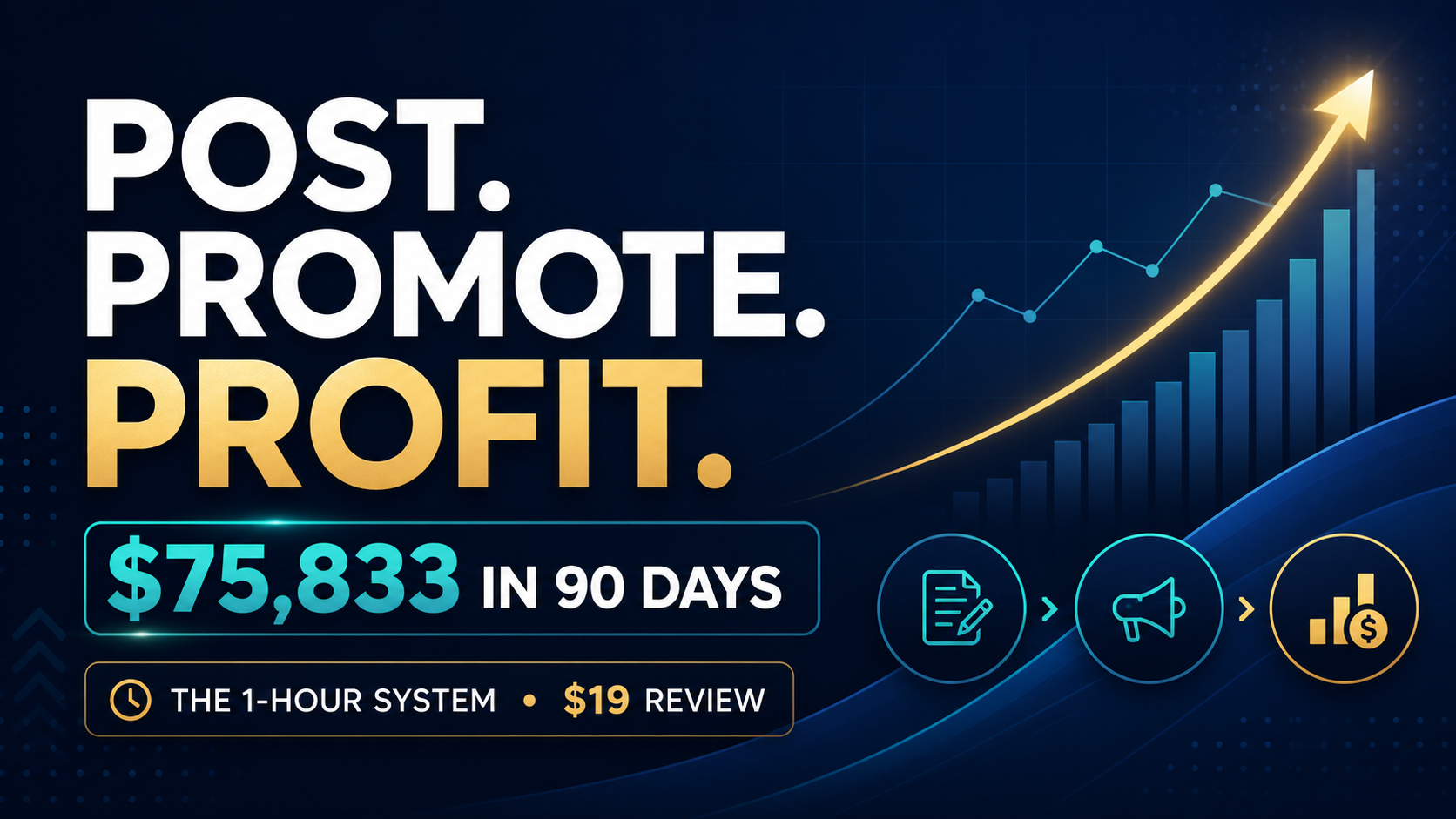 The Exact 1-Hour System Behind $75,833 In 90 Days โ Now Available For $19: Post. Promote. Profit. Review